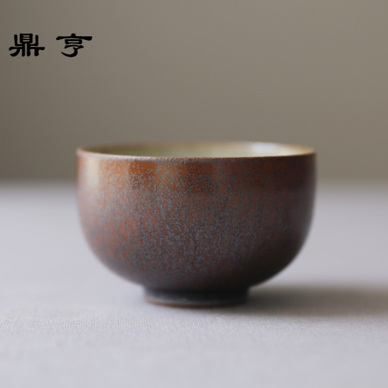 鼎亨春泥手工金属釉景德镇粗陶陶瓷主人杯品茗杯泡茶杯开片功夫大