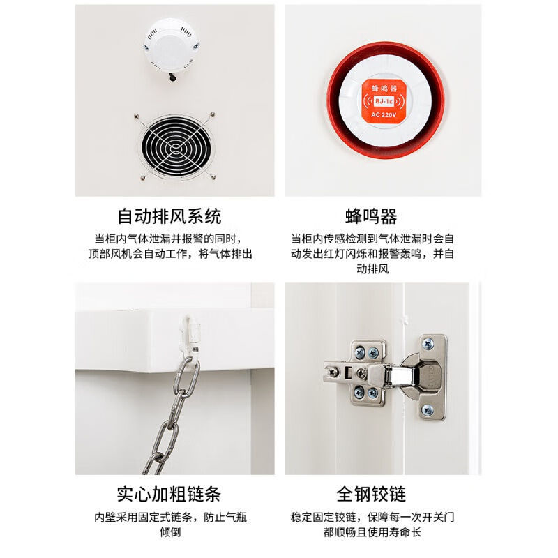 豫众诺 防爆气体存放柜 二代报警器白色三瓶 台高清大图