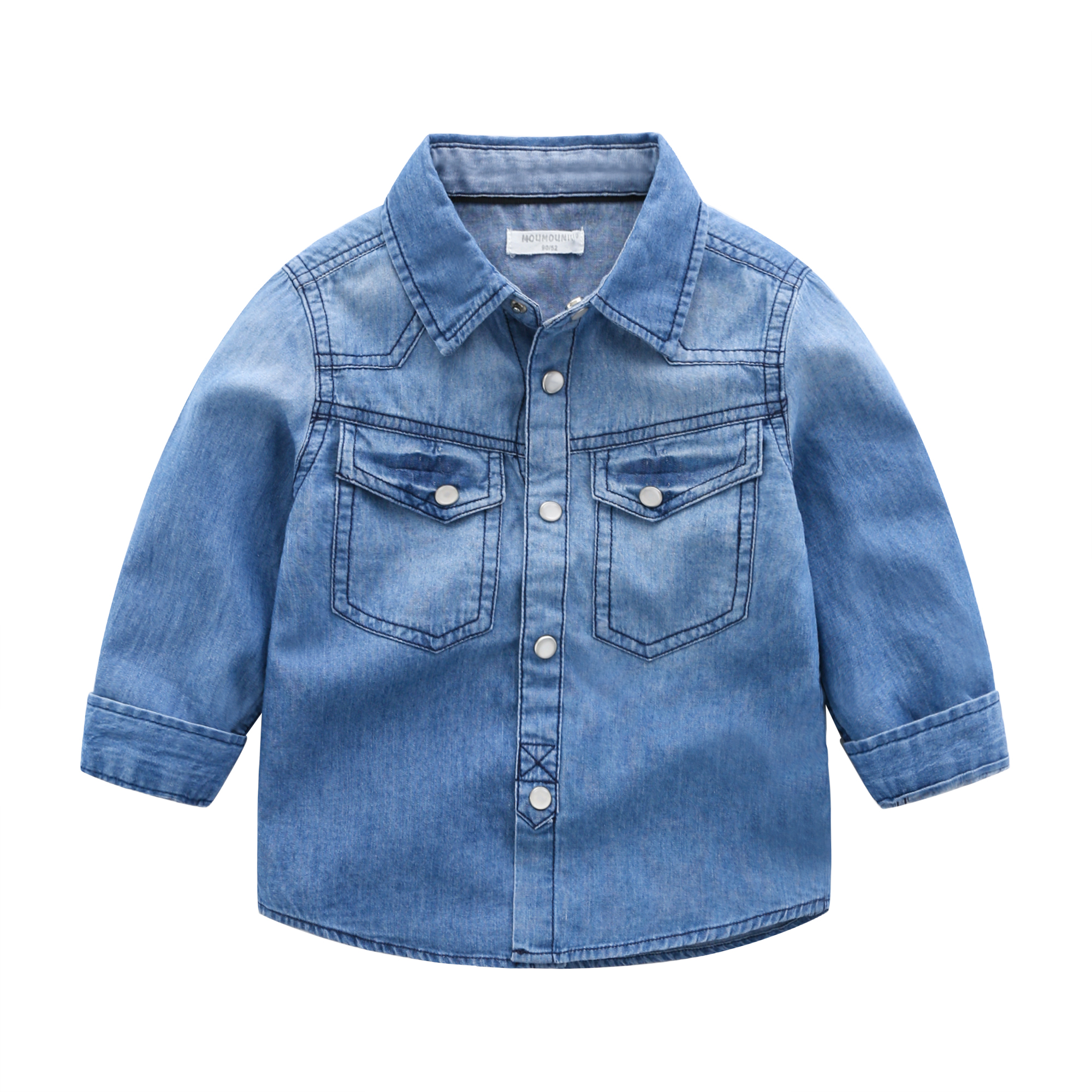 王国男童衬衫牛仔蓝春秋上衣小童2021新款童装儿童秋装宝宝衬衣男长袖