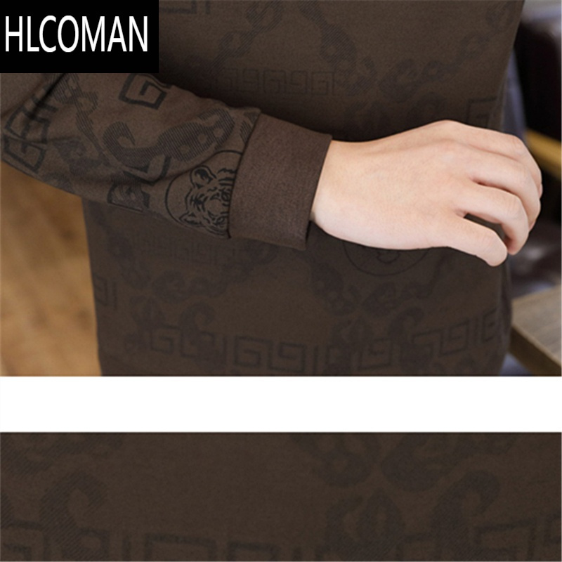 HLCOMAN2024新款男士加绒加厚长袖T恤衫加肥加大码宽松卫衣打底小衫