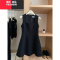 YIBUSHENGWGWE2024早春十三行新款法式黑色吊带小众气质方领a字短款连衣裙