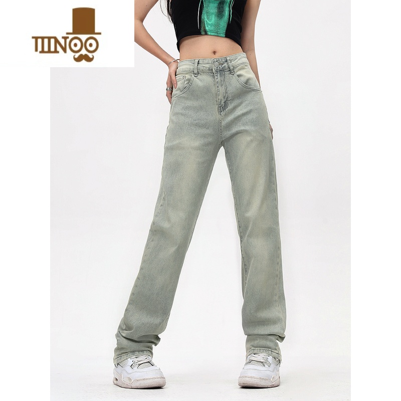 YANXUYOOTDS水洗做旧黄泥染牛仔长裤子男女vibe风百搭休闲基础款直筒裤高清大图
