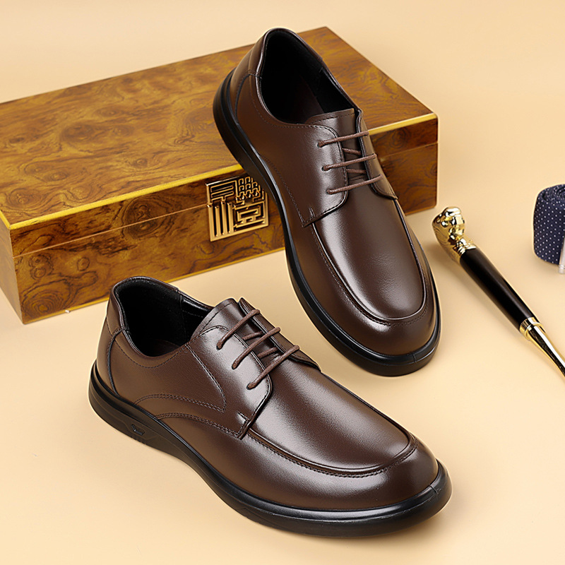 休闲皮鞋男士简约正装商务皮鞋2025新款时尚百搭爸爸男鞋直销高清大图