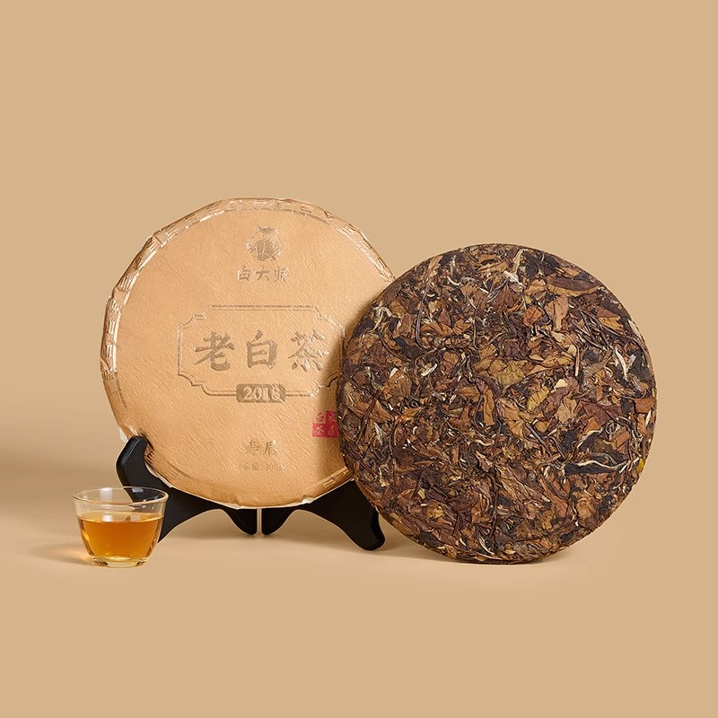 白大师福鼎白茶2018年一级寿眉紧压茶饼300g高档送礼醇香回甘高清大图