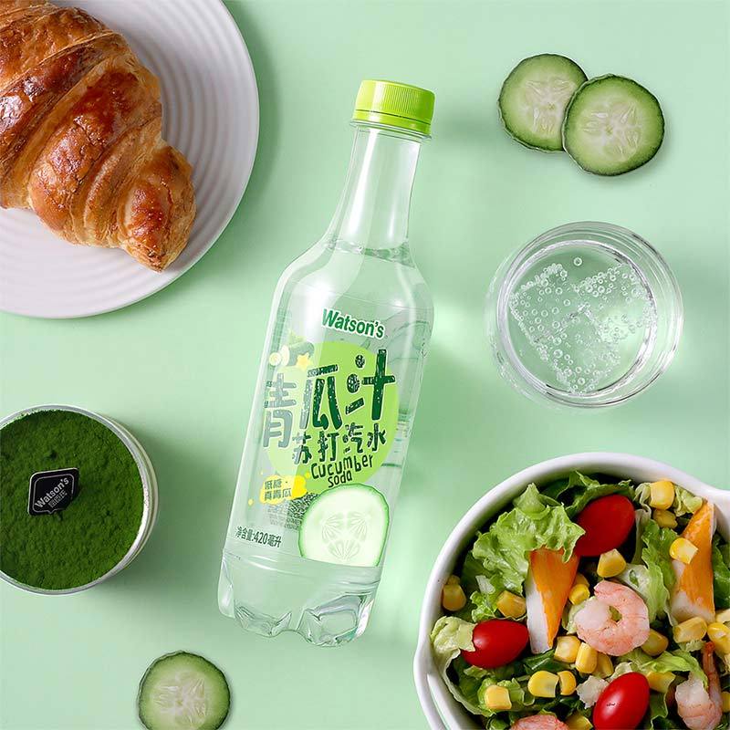 屈臣氏(Watsons) 青瓜汁苏打汽水 420ml*15 整箱装