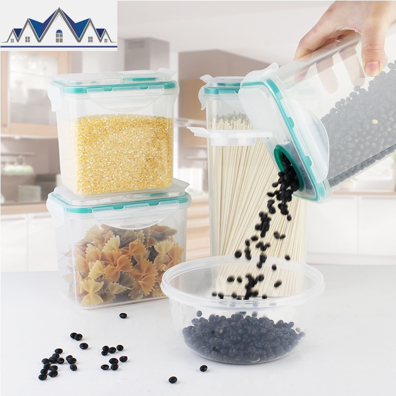 谷物杂粮收纳罐密封保鲜干货塑料透明食品储存盒套装五件套 三维工匠收纳盒高清大图