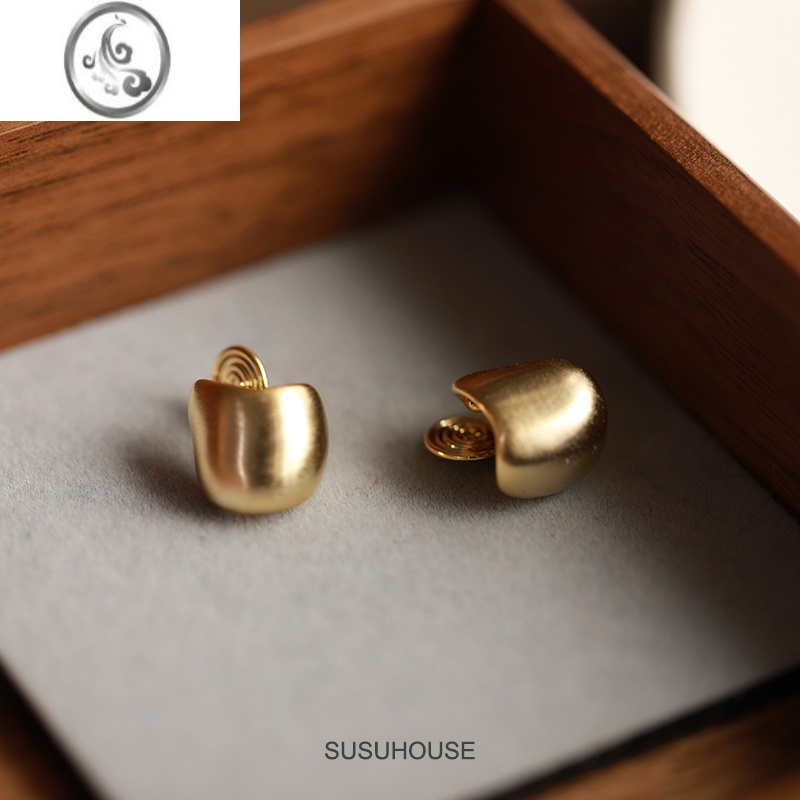 JiMi高级感拉丝蚊香盘耳夹金属耳饰金色耳圈轻奢冷淡风设计感简约新款高清大图