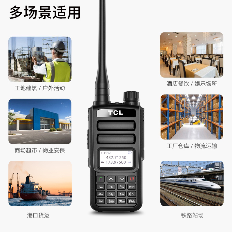 TCL 对讲机HTUV1 Plus 专业无线对讲机大功率远距离 商用民用双频双段 调频对讲机自驾游户外对讲机手持台