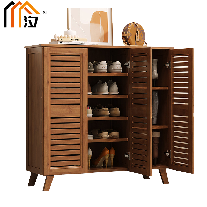 汐木质鞋柜三门个高清大图