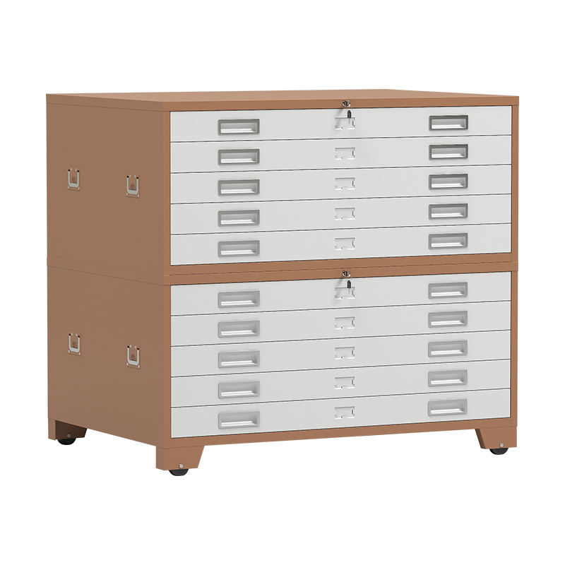 臻远 ZY-DTGA-11 工程图纸柜收纳柜 咖白色0号双节柜