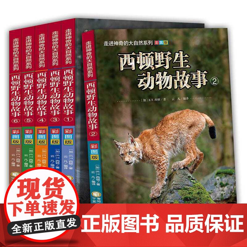 西顿野生动物故事全集6册彩图版小学生三四五六年级必读的课外书适合8-12-15岁孩子看的动物百科大全自然科普类读物经典故高清大图