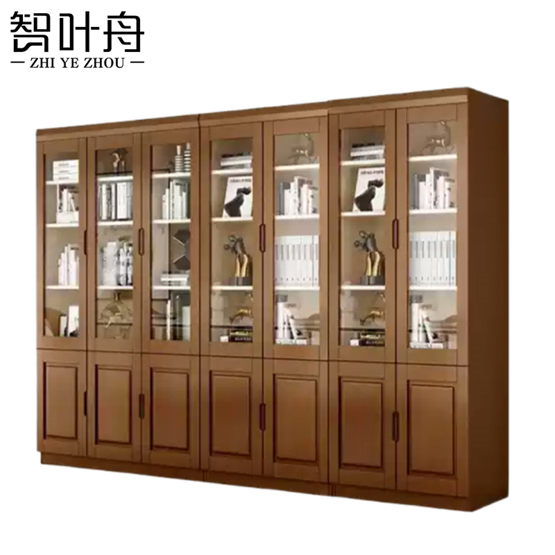 智叶舟实木办公柜280*32.5*197cm台高清大图