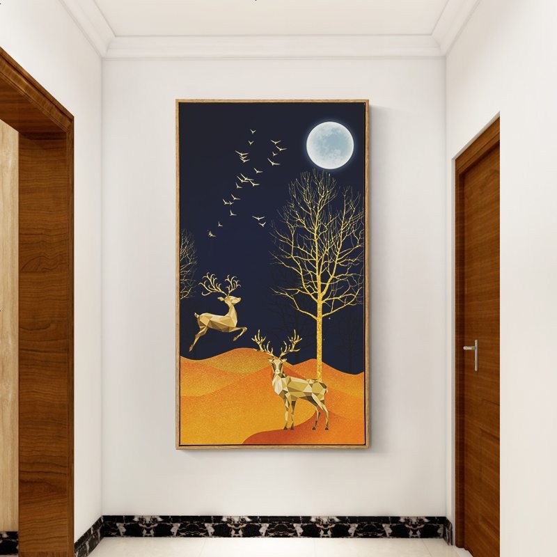 蘑菇说 入玄关装饰画竖版走廊过道壁画北厅约风水挂画