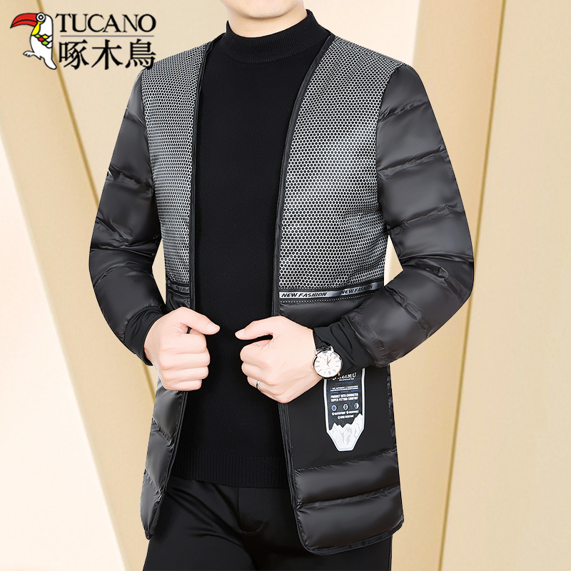 啄木鸟羽绒服男冬季石墨烯可拆卸内胆鹅绒外套中长款加厚防寒冬绒高清大图