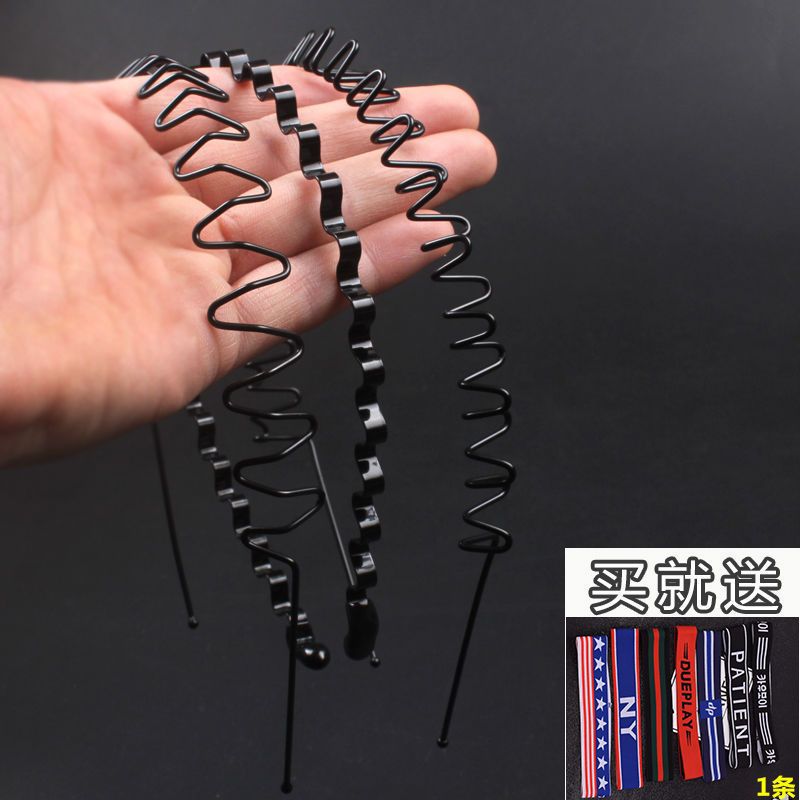 男式发箍男士发卡潮人头箍男生背头男用波浪黑色铁丝压发防滑 5#细