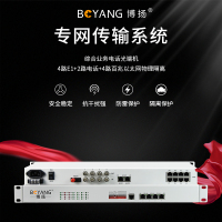 博扬 综合多业务光端机 4路E1+2路电话+4路百兆以太网物理隔离 单纤20km 机架式 BY-4E1-2P4EV