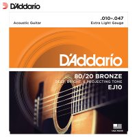 达达里奥（D'Addario）EJ10 美国进口民谣吉他琴弦 碳素钢弦套弦10-47黄铜 EJ10