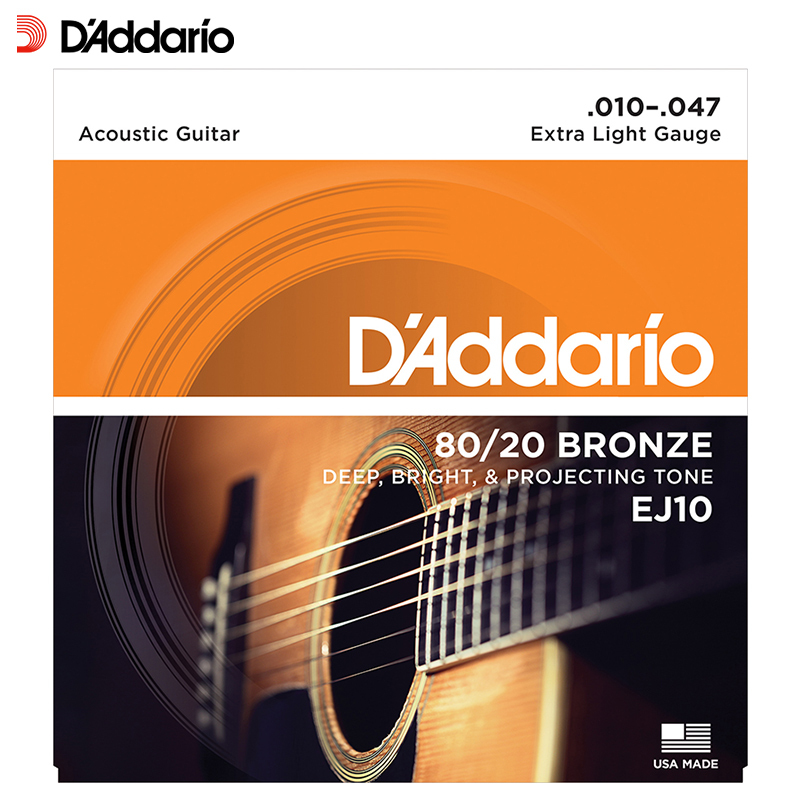 达达里奥(D’Addario)EJ10 美国进口民谣吉他琴弦 碳素钢弦套弦10-47黄铜