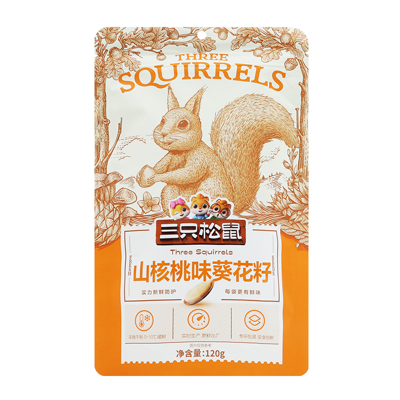 三只松鼠山礼盒葵花籽脆薄坚果炒货瓜子小吃山核桃味葵花籽120g*1袋