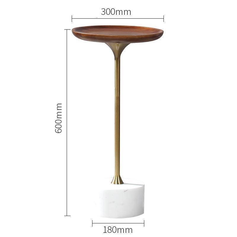 森美人轻奢实木边几大理石边桌窄角桌黑胡桃木床头柜收纳创意沙发小角几 中花白D30*H60小面板