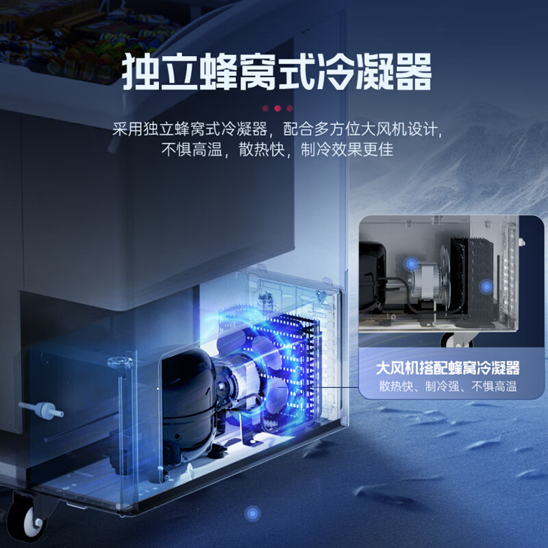 澳柯玛(AUCMA)商用卧式冷冻柜冰柜全篮筐 弧形玻璃门展示柜雪糕展示柜 超市冰淇淋速冻冷柜高清大图