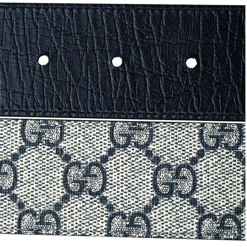 【优享】GUCCI 古驰 印花蓝色PVC配皮男士腰带 114984-KGD1R-4075 蓝色印花90CM