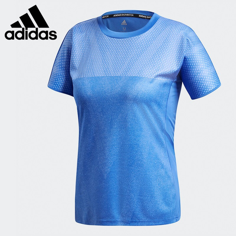 阿迪达斯 (adidas)羽毛球短袖女款圆领T恤休闲运动短袖针织速干透气春夏 女款蓝色CF4820 (S-XXL)