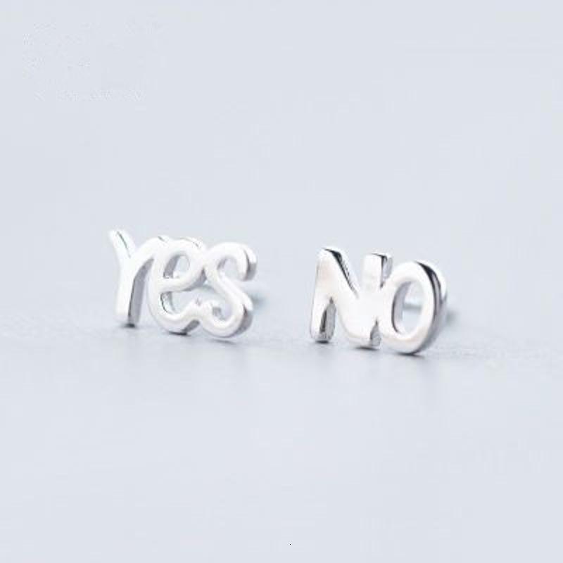 耳钉男女款新款 创意经典款英文字母yes no耳钉女情侣款欧美潮流时尚耳饰X1D08送女朋友七夕情人节礼物