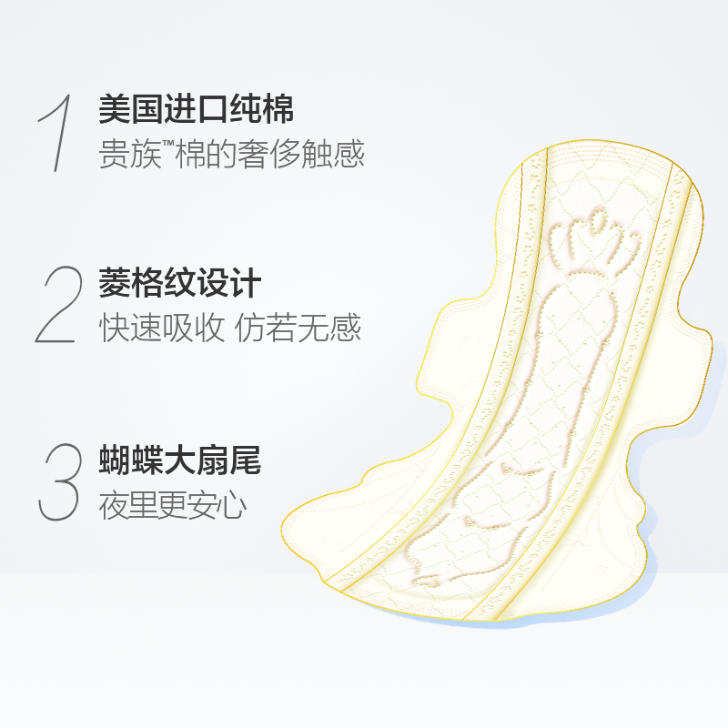 苏菲SOFY 裸感S进口原棉贵族棉系列夜用卫生巾290mm 10片*5包姨妈巾组合