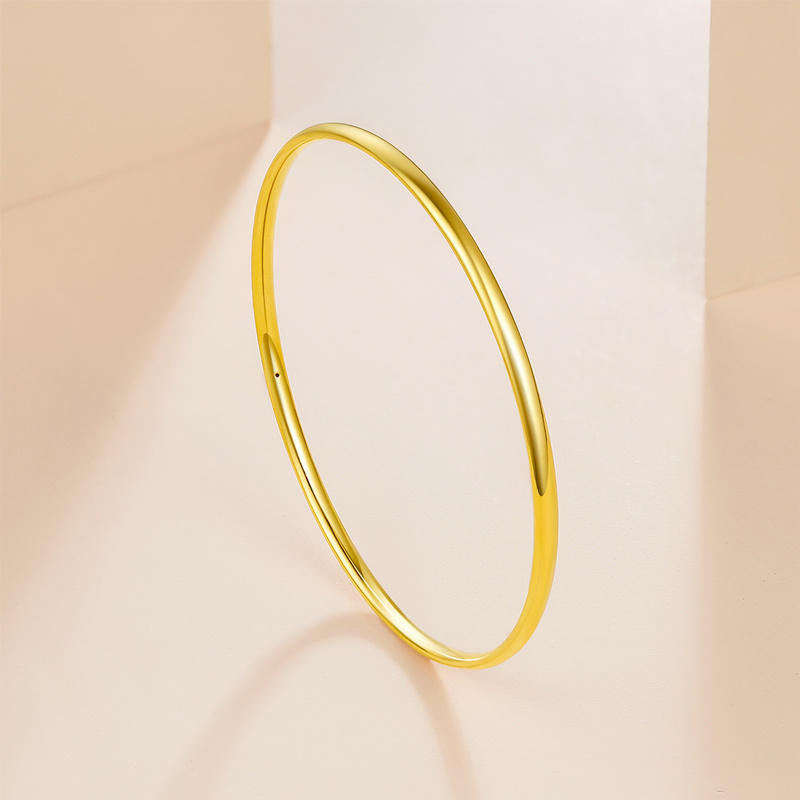 周六福zhouliufu黄金手镯女款3d硬金足金简约百搭定价光面素金细圈