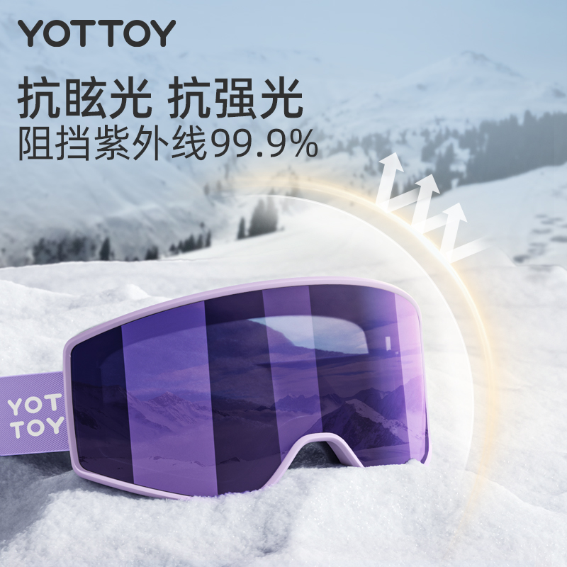 YOTTOY儿童滑雪镜双层防雾护目镜可戴近视眼镜柱面高清女高清大图