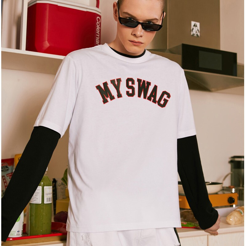 361°运动短袖男2019夏季新款透气圆领棉短袖男361印花宽松休闲半袖