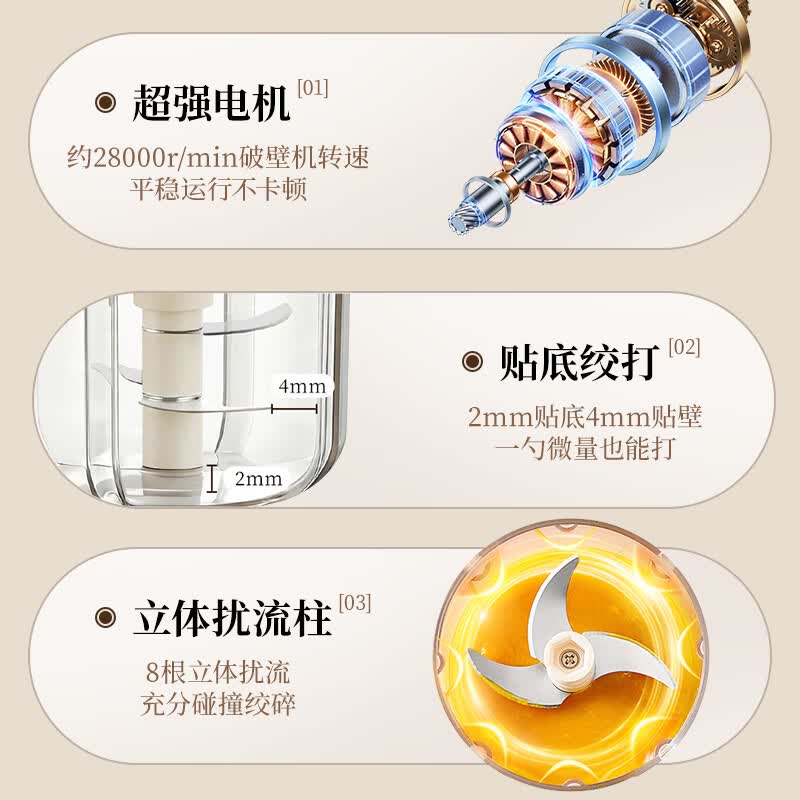 志高CHIGO全自动蒜泥打蒜器 40瓦特1600转强劲动力 按键操作玻璃机身0.35升果汁杯 家用绞肉机D26F高清大图