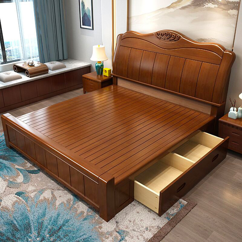 天惠子床木质床实木床18米双人床主卧婚床现代中式高箱储物床15m简约