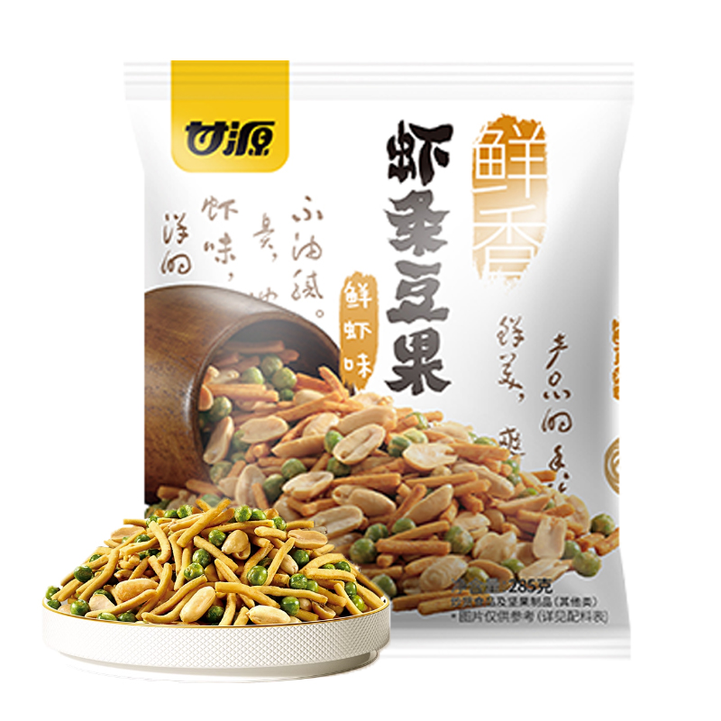 甘源虾条豆果鲜虾味烤肉味285g巨好吃的小零食 解馋休闲食品小吃高清大图