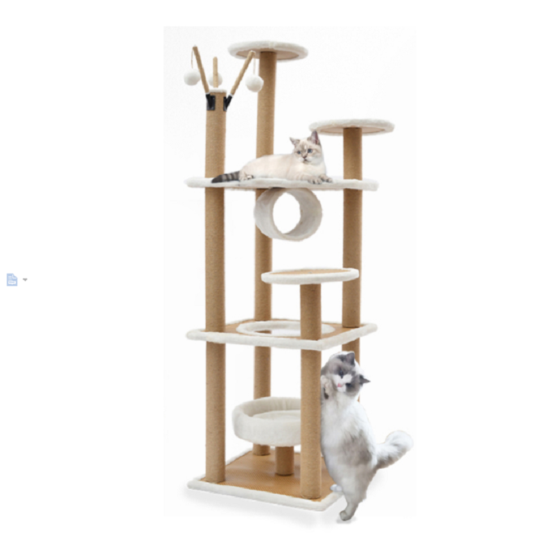 四季藤席猫抓板猫爬架大型猫抓柱密度猫树猫窝一体出口猫跳台高清大图
