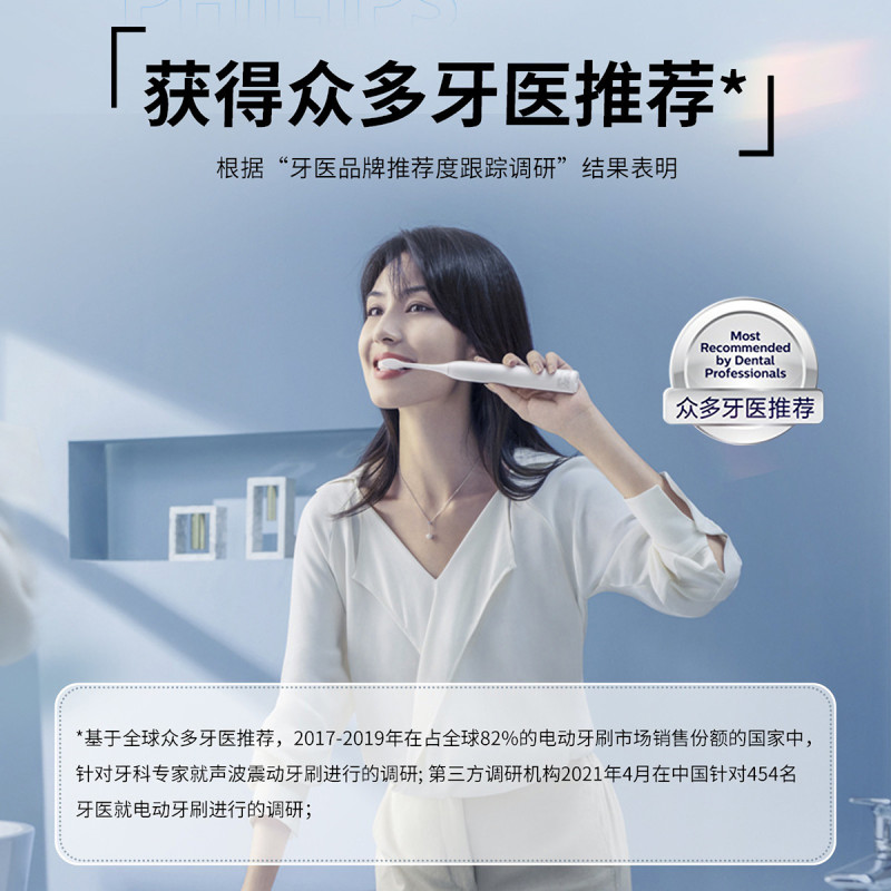 飞利浦电动牙刷头柔和亮白刷头 适配5效宝藏刷HX2471系列 专业亮白 柔和亮白HX2033绝绝紫三支装高清大图
