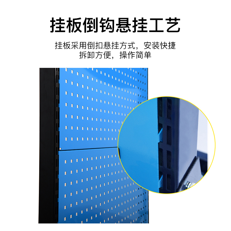 尔迈 挂钩方孔工具挂架车间维修工具架子 多功能物料置物架五金工具展示货架 双面三层移动款高清大图