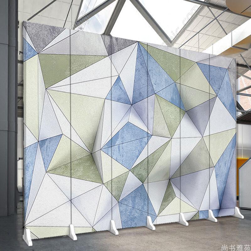 BONJEAN北欧简易屏风隔断纹理抽象客厅折叠办公室背景经济型布艺移动折屏高清大图