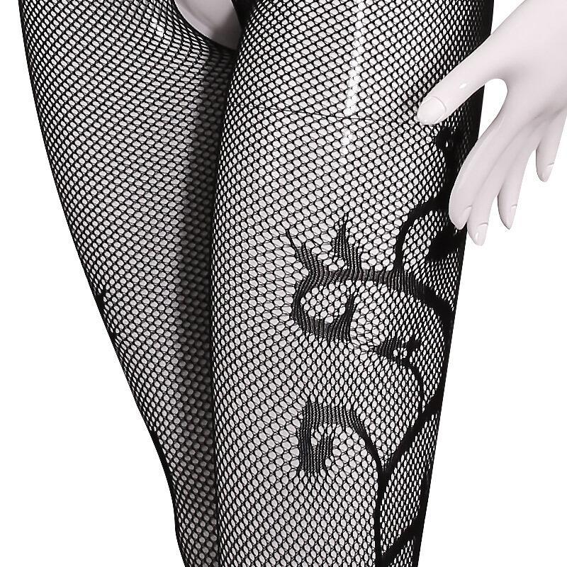 性感情趣内衣女式制服诱惑透明斜肩开档连身袜黑网袜 黑色