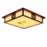 LED吸顶灯亚克力木质中式客厅灯CIAA卧室书房餐厅木艺正方形调光灯饰