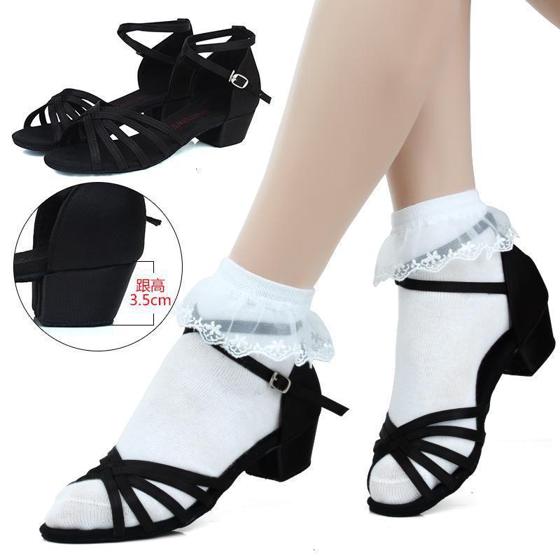 儿童拉丁舞鞋女孩跳舞舞蹈鞋专业少儿中跟舞鞋女童软底练功鞋凉鞋