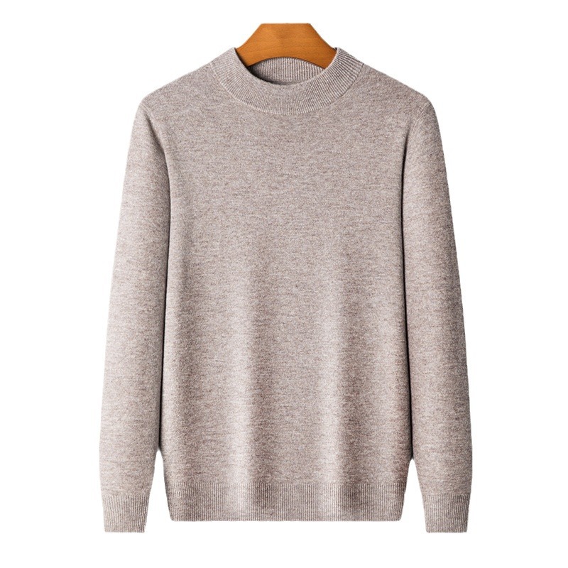 加厚羊毛衫男450g半高领秋冬季可机洗保暖纯色针织打底毛衣男款_50高清大图