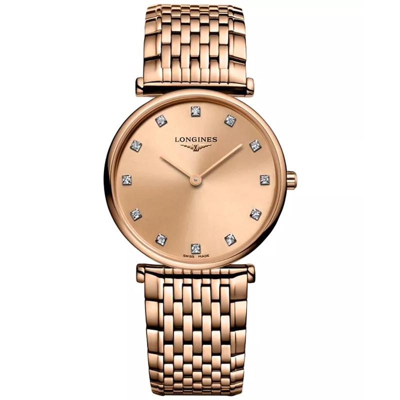 浪琴(LONGINES)女士石英腕表29mm玫瑰金PVD镀层表带防水商务简约机械表