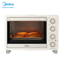 美的(Midea) 新款清新电烤箱 上下独立温控25L家用均匀烘烤长通定时 广景大视窗 防滑旋钮 PT25X1