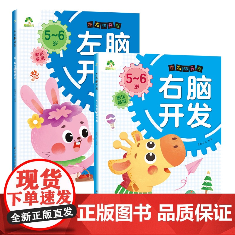 爱德少儿 左右脑开发5~6岁2册 儿童潜能开发左右脑训练5-6岁益智游戏儿童思维逻辑专注力训练书籍高清大图
