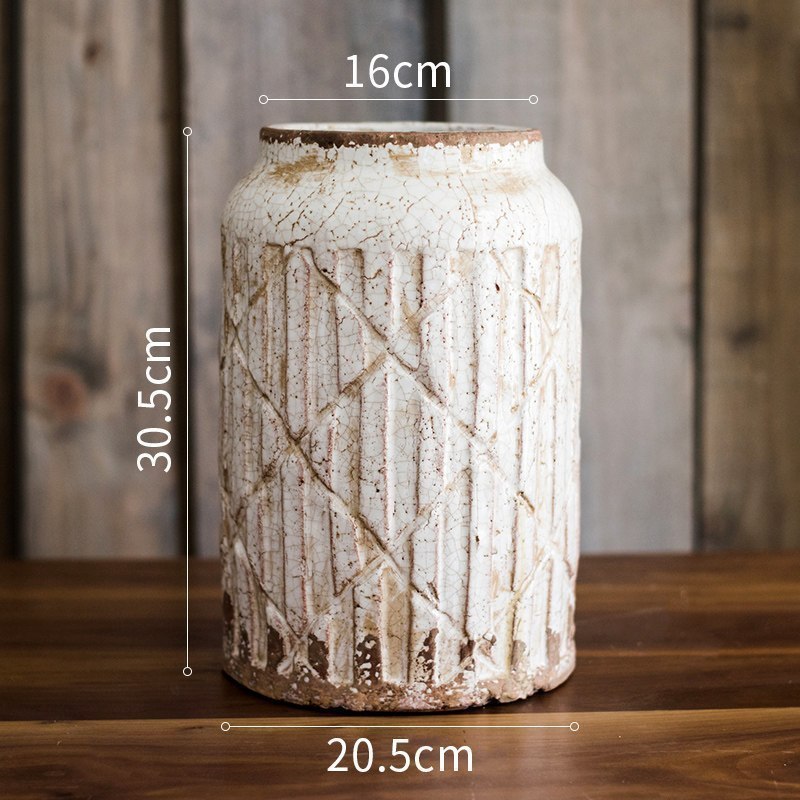 墟芜瓶陶瓷做旧花瓶复古花器装饰摆件罐子欧式法式古董 默认尺寸 墟芜瓶（大号）