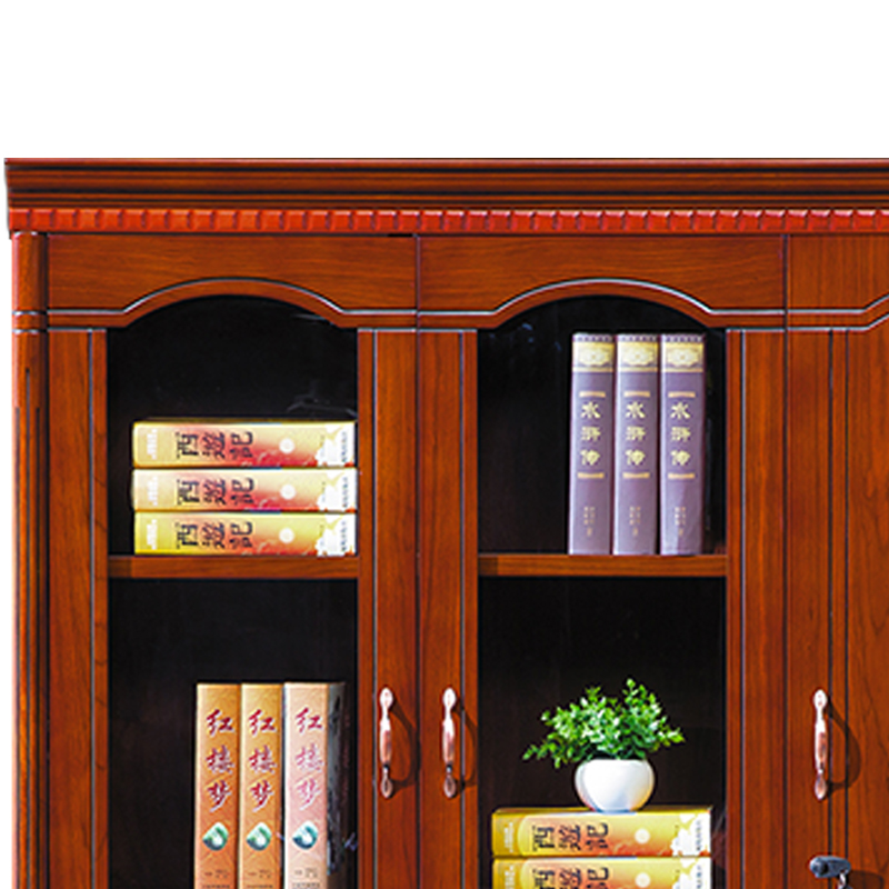 臻远ZY051414木质文件柜油漆贴木皮资料柜书柜 三门高清大图