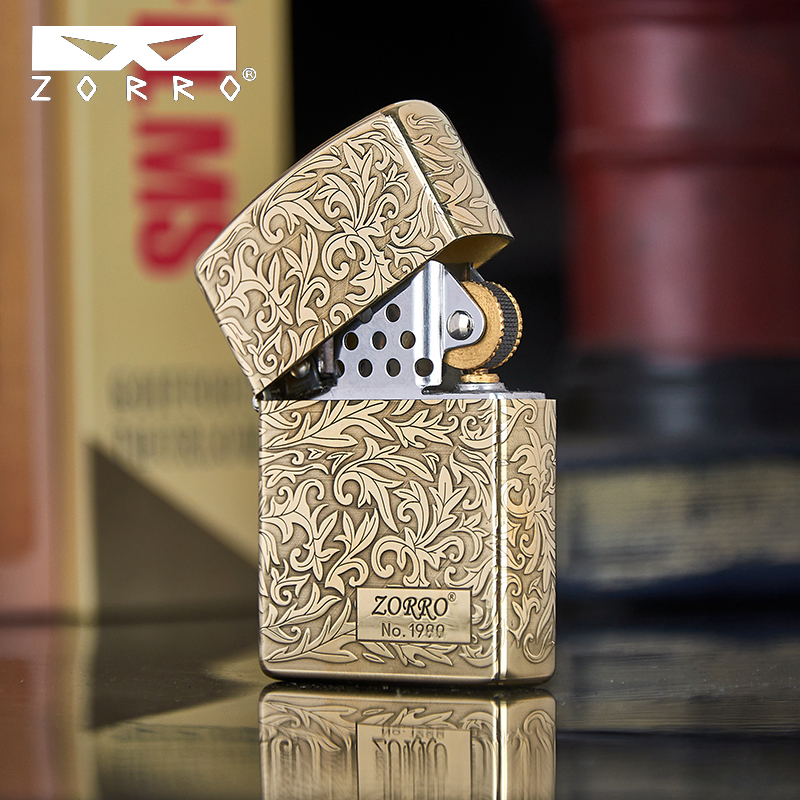 苏宁自营zorro佐罗煤油防风打火机限量唐草经典唐草火机男士节日送礼