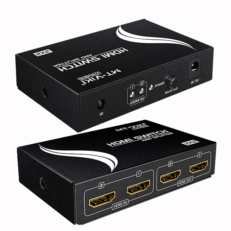 迈拓维矩MT-HD2-2 hdmi切换分配器2进2出一拖二高清音视频共享二分二高清大图